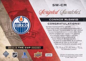 2015-16 Upper Deck The Cup - Scripted Swatches #SW-CM Connor McDavid Back