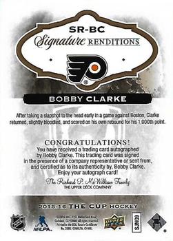 2015-16 Upper Deck The Cup - Signature Renditions #SR-BC Bobby Clarke Back