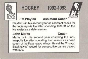 1992-93 Indianapolis Ice (IHL) #NNO John Marks / Jim Playfair Back