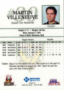 1999-00 Roox Quad City Mallards (UHL) #18 Martin Villeneuve Back