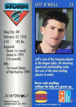 1994-95 Slapshot Guelph Storm (OHL) #25 Jeff O'Neill Back