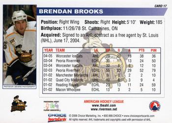 2005-06 Choice Peoria Rivermen (AHL) #17 Brendan Brooks Back