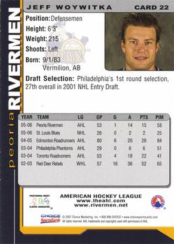 2006-07 Choice Peoria Rivermen (AHL) #22 Jeff Woywitka Back