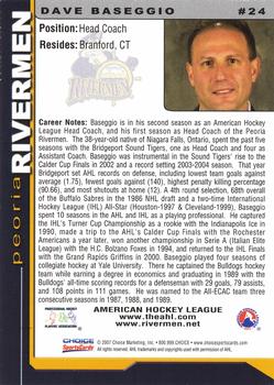 2006-07 Choice Peoria Rivermen (AHL) #24 Dave Baseggio Back