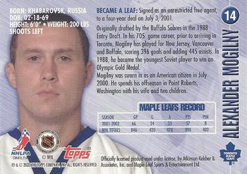 2002-03 Toronto Maple Leafs Platinum Collection #14 Alexander Mogilny Back