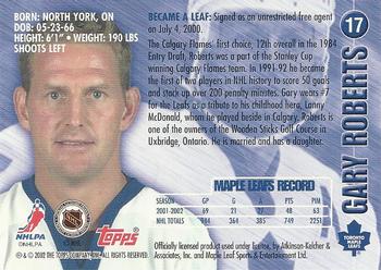 2002-03 Toronto Maple Leafs Platinum Collection #17 Gary Roberts Back