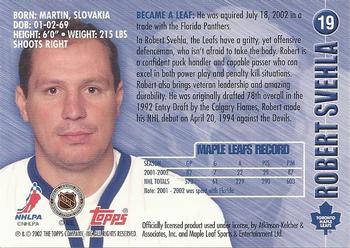 2002-03 Toronto Maple Leafs Platinum Collection #19 Robert Svehla Back