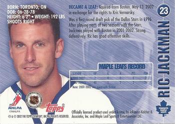 2002-03 Toronto Maple Leafs Platinum Collection #23 Ric Jackman Back