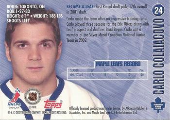 2002-03 Toronto Maple Leafs Platinum Collection #24 Carlo Colaiacovo Back