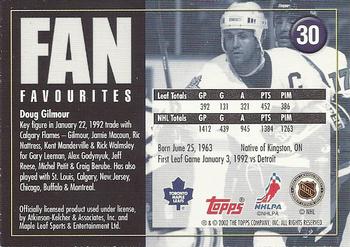 2002-03 Toronto Maple Leafs Platinum Collection #30 Doug Gilmour Back
