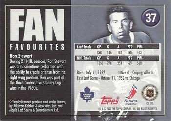 2002-03 Toronto Maple Leafs Platinum Collection #37 Ron Stewart Back