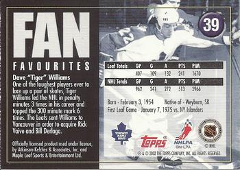 2002-03 Toronto Maple Leafs Platinum Collection #39 Dave Williams Back