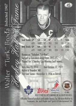 2002-03 Toronto Maple Leafs Platinum Collection #45 Turk Broda Back