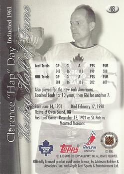 2002-03 Toronto Maple Leafs Platinum Collection #48 Hap Day Back