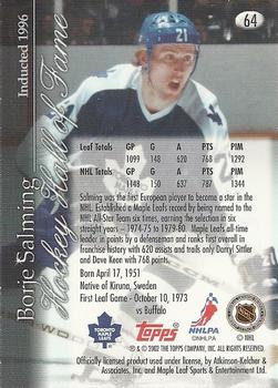 2002-03 Toronto Maple Leafs Platinum Collection #64 Borje Salming Back