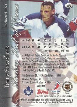2002-03 Toronto Maple Leafs Platinum Collection #65 Terry Sawchuk Back