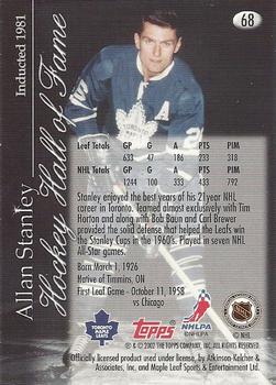 2002-03 Toronto Maple Leafs Platinum Collection #68 Allan Stanley Back