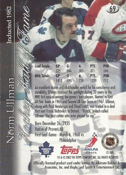 2002-03 Toronto Maple Leafs Platinum Collection #69 Norm Ullman Back