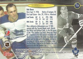 2002-03 Toronto Maple Leafs Platinum Collection #71 Bobby Baun Back