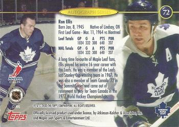 2002-03 Toronto Maple Leafs Platinum Collection #72 Ron Ellis Back