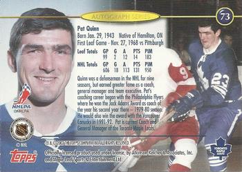 2002-03 Toronto Maple Leafs Platinum Collection #73 Pat Quinn Back