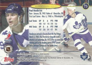 2002-03 Toronto Maple Leafs Platinum Collection #75 Paul Henderson Back