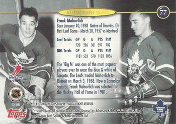 2002-03 Toronto Maple Leafs Platinum Collection #77 Frank Mahovlich Back
