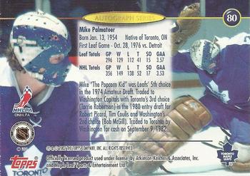 2002-03 Toronto Maple Leafs Platinum Collection #80 Mike Palmateer Back