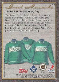 2002-03 Toronto Maple Leafs Platinum Collection #97 1921-22 St.Pats Back