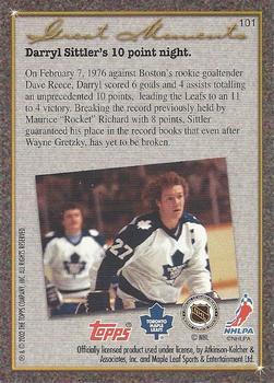 2002-03 Toronto Maple Leafs Platinum Collection #101 Sittler's 10 point night Back