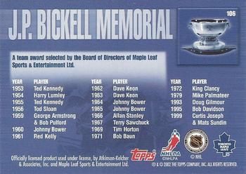 2002-03 Toronto Maple Leafs Platinum Collection #106 JB Bickell Winners Back