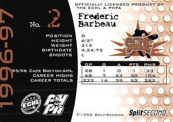 1996-97 SplitSecond Wheeling Nailers (ECHL) #NNO Frederic Barbeau Back