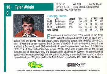 1991 Classic Draft Picks #10 Tyler Wright Back