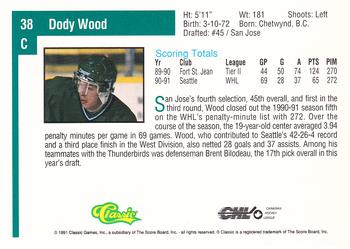 1991 Classic Draft Picks #38 Dody Wood Back