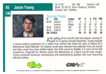 1991 Classic Draft Picks #45 Jason Young Back