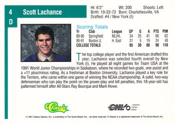 1991 Classic Draft Picks #4 Scott Lachance Back