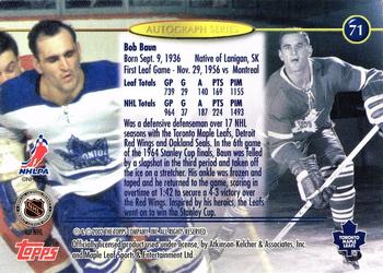 2002-03 Toronto Maple Leafs Platinum Collection - Signature #71 Bobby Baun Back