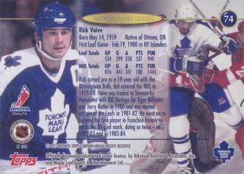 2002-03 Toronto Maple Leafs Platinum Collection - Signature #74 Rick Vaive Back