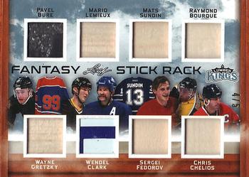 2016 Leaf Lumber Kings - Fantasy Stick Rack Platinum #FS-05 Pavel Bure / Wayne Gretzky / Mario Lemieux / Wendel Clark / Mats Sundin / Sergei Fedorov / Raymond Bourque / Chris Chelios Front