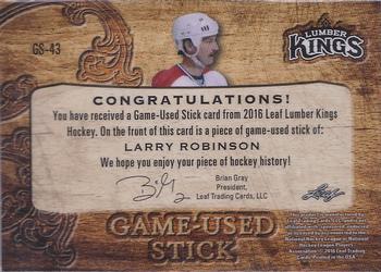 2016 Leaf Lumber Kings - Game-Used Stick #GS-43 Larry Robinson Back