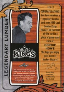 2016 Leaf Lumber Kings - Legendary Lumber Platinum #LLS-11 Gordie Howe Back