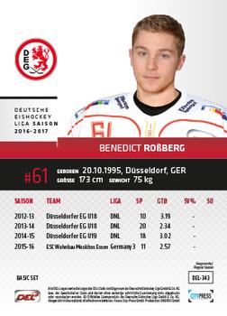 2016-17 German DEL Playercards Basic #DEL-343 Benedict Roßberg Back