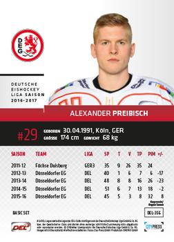 2016-17 German DEL Playercards Basic #DEL-356 Alexander Preibisch Back