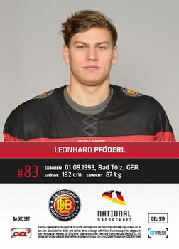 2016-17 German DEL Playercards Basic #DEL-519 Leonhard Pföderl Back