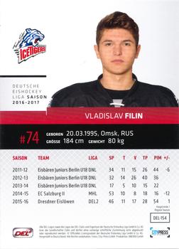 2016-17 German DEL Playercards Basic #DEL-154 Vladislav Filin Back