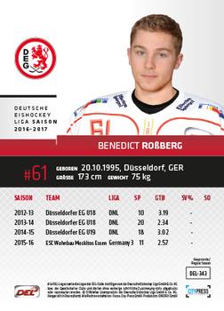 2016-17 German DEL Playercards Premium #DEL-343 Benedict Rossberg Back