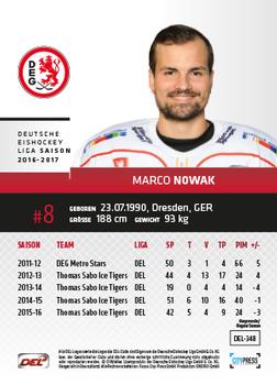 2016-17 German DEL Playercards Premium #DEL-348 Marco Nowak Back