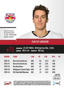2016-17 German DEL Playercards Premium #DEL-432 David Leggio Back