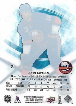 2016-17 Upper Deck Ice #2 John Tavares Back