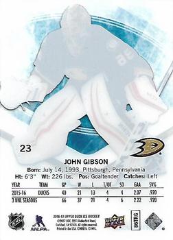2016-17 Upper Deck Ice #23 John Gibson Back